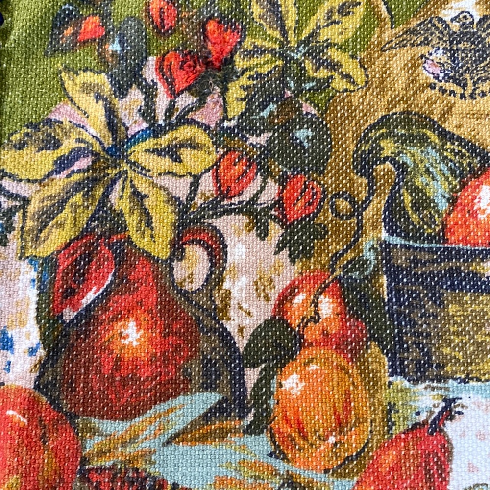 Vintage Rectangular Fringed Fruit Design Tablecloth 54" x 68" - Picture 12 of 16